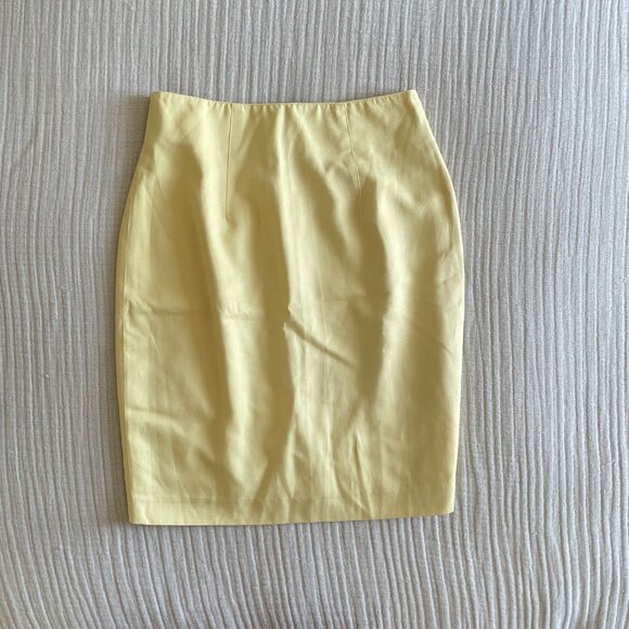 Vintage Silk / Cotton MARK EISEN Yellow Skirt (sz 6) - Picture 3 of 6